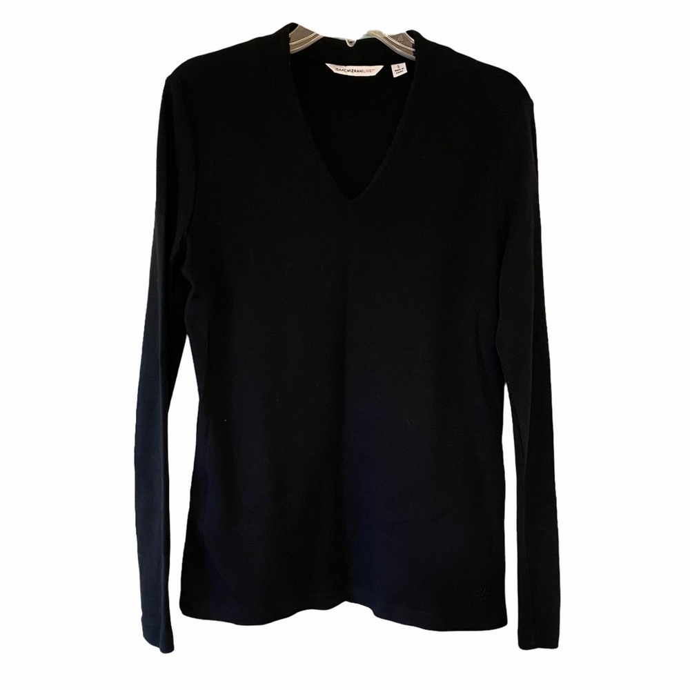 Isaac Mizrahi V-Neck Black Long Sleeve Top Sz Small